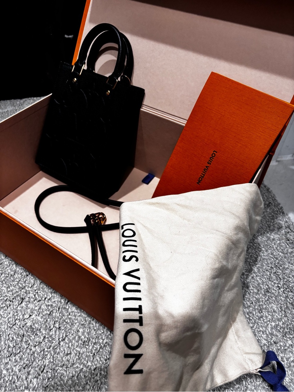 Louis Vuitton Black Embossed Mini Tote with Removable Strap - Picture 11 of 11